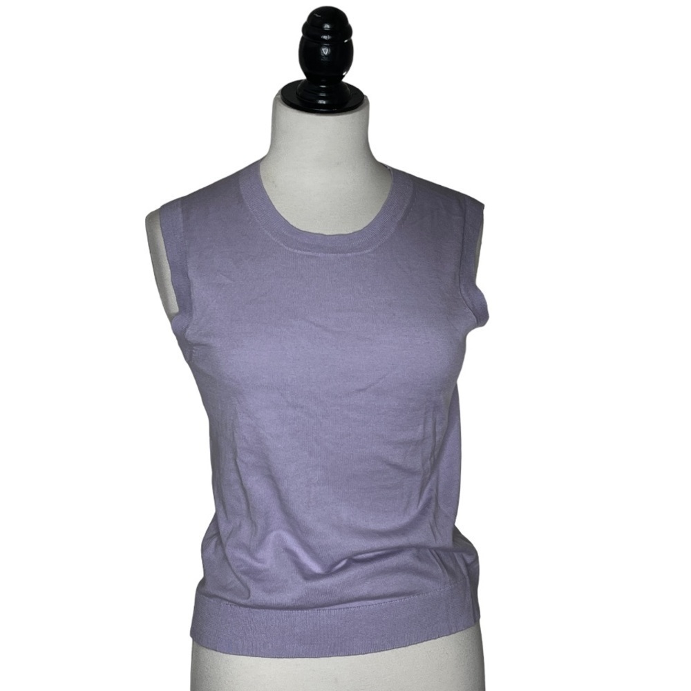 J. Crew Lavender Sleeveless Scoop Rib Neck Cotton Top S